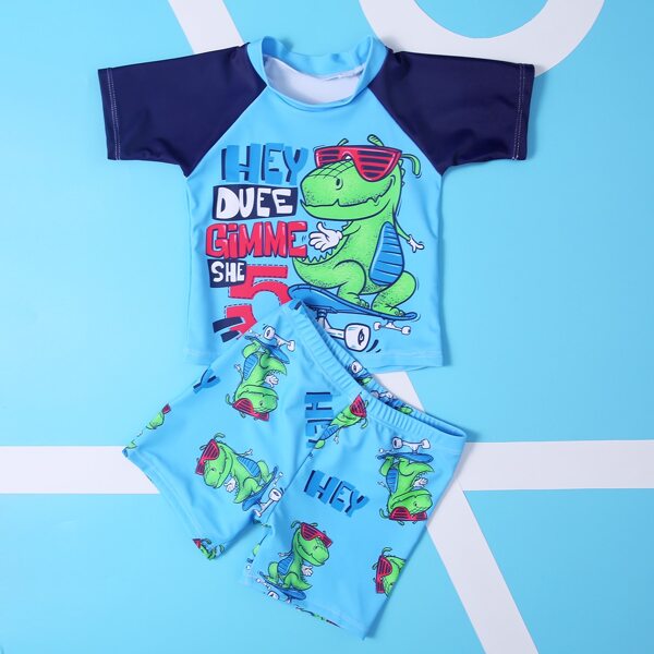 

Toddler Boys Cartoon & Letter Graphic Swimsuit, Multicolor