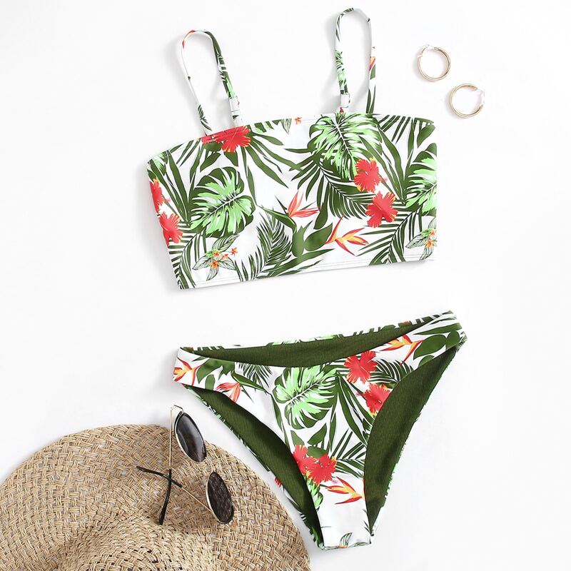 

Tropical Print Bikini Swimsuit, Multicolor