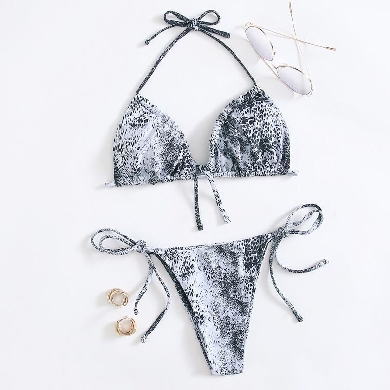 

Allover Print Tie Side Bikini Swimsuit, Multicolor