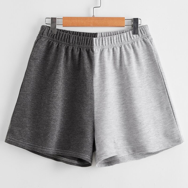 

Colorblock Elastic Waist Shorts, Grey