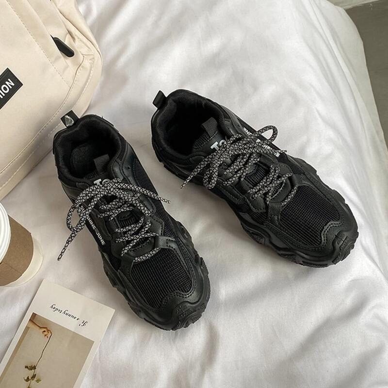 

Lace-up Mesh Chunky Sneakers, Black