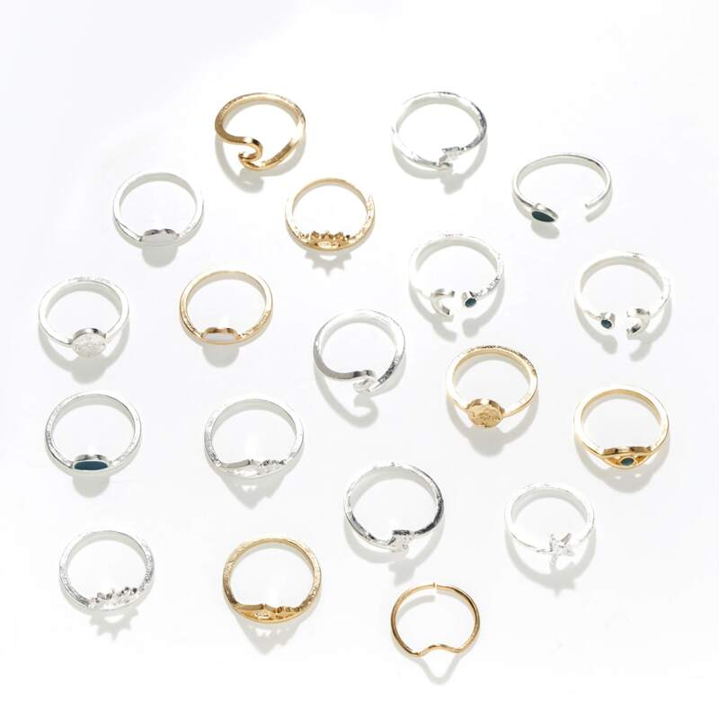

19pcs Coin & Geo Ring, Multicolor