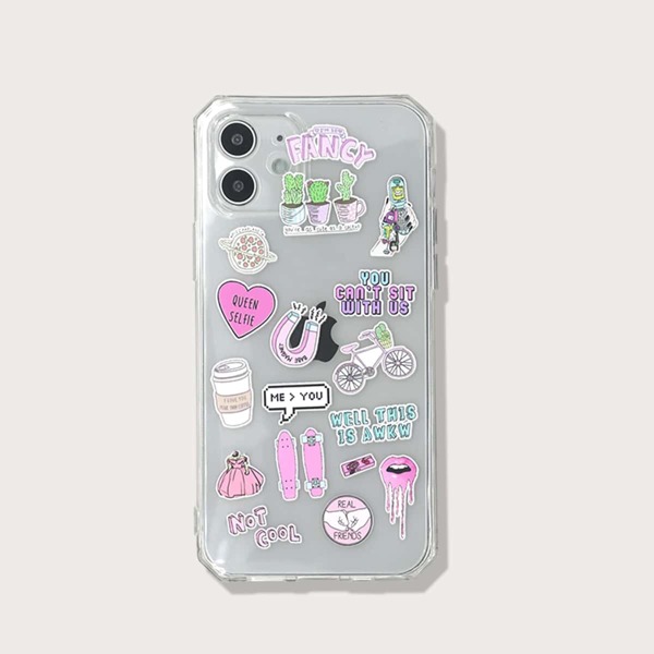 

Mix Pattern Clear iPhone Case, Multicolor