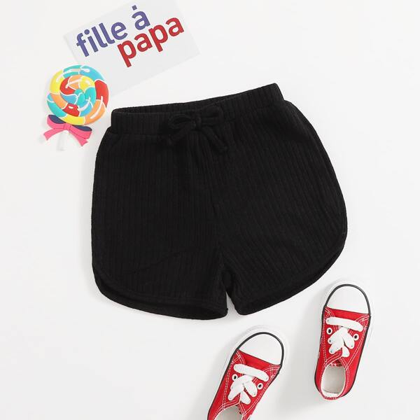 

Toddler Girls Solid Knot Front Dolphin Shorts, Black