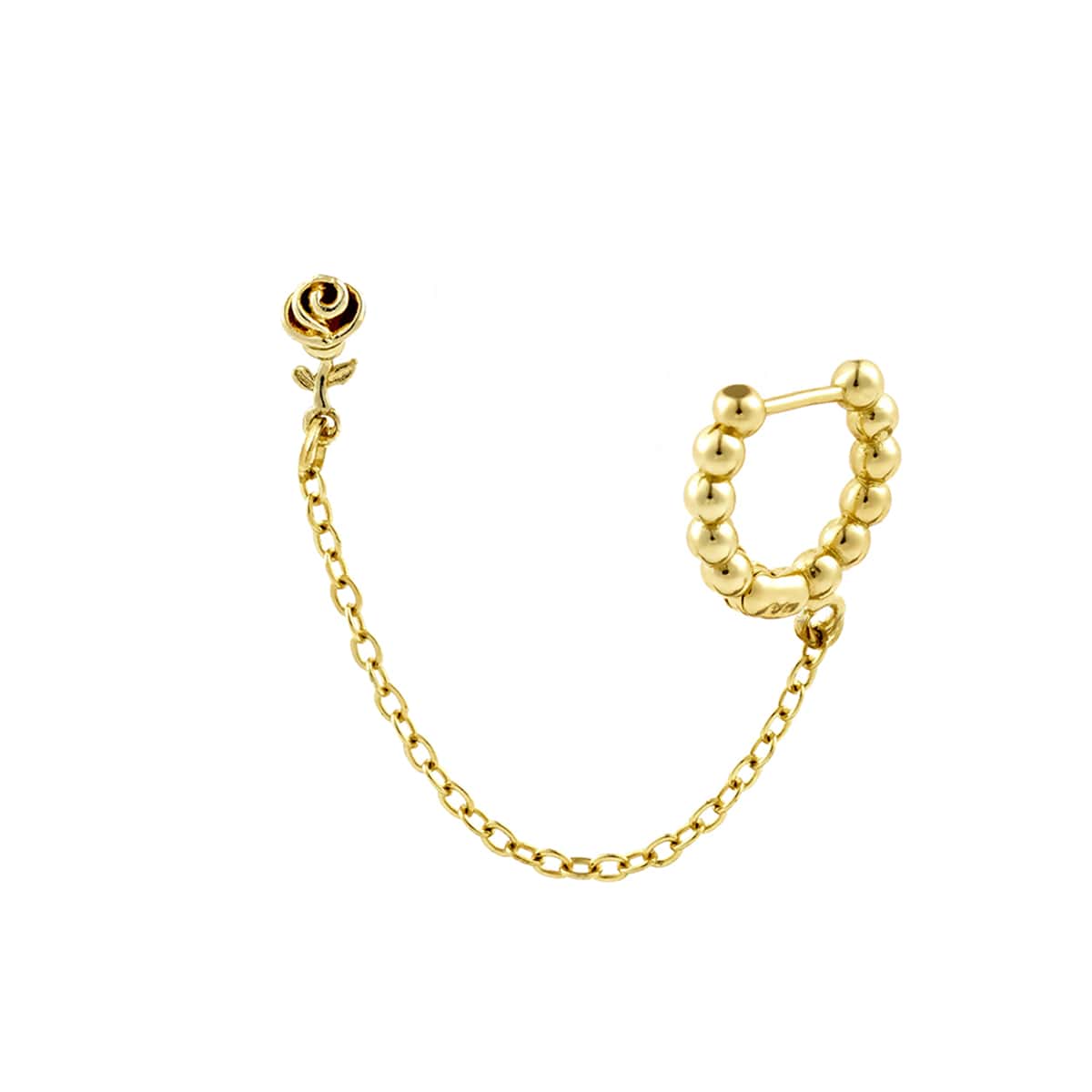 

1pc Chain Linked Rose Ear Cuff, Gold