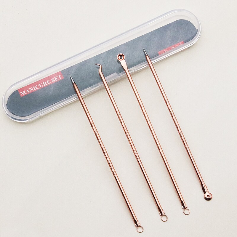 

4pcs Stainless Steel Acne Needle, Rose gold