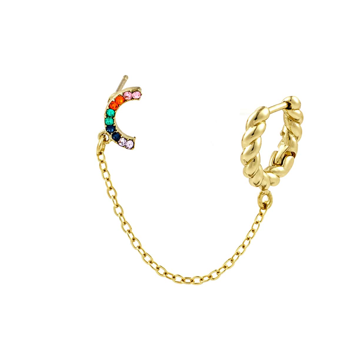 

1pc Chain Linked Rhinestone Ear Cuff, Gold