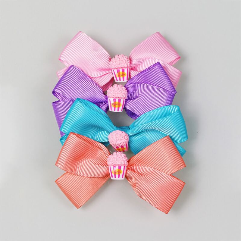 

4pcs Popcorn Bow Hair Clip, Multicolor