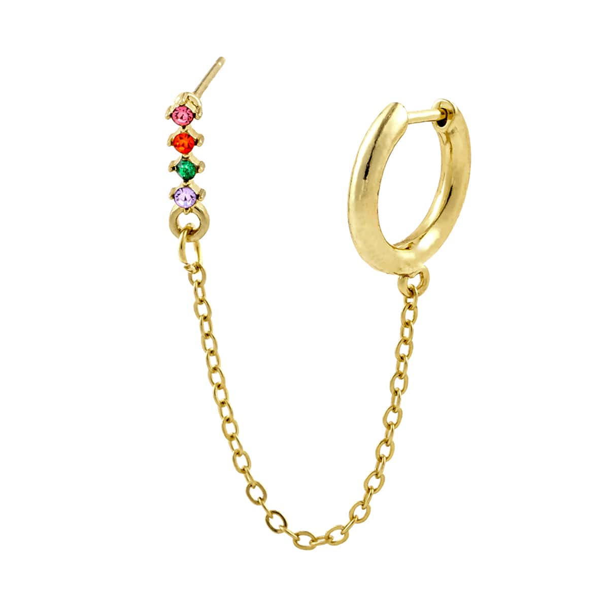 

1pc Chain Linked Rhinestone Ear Cuff, Gold