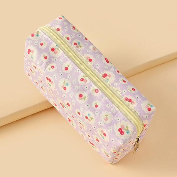 

Cherry Print Pencil Bag, Purple