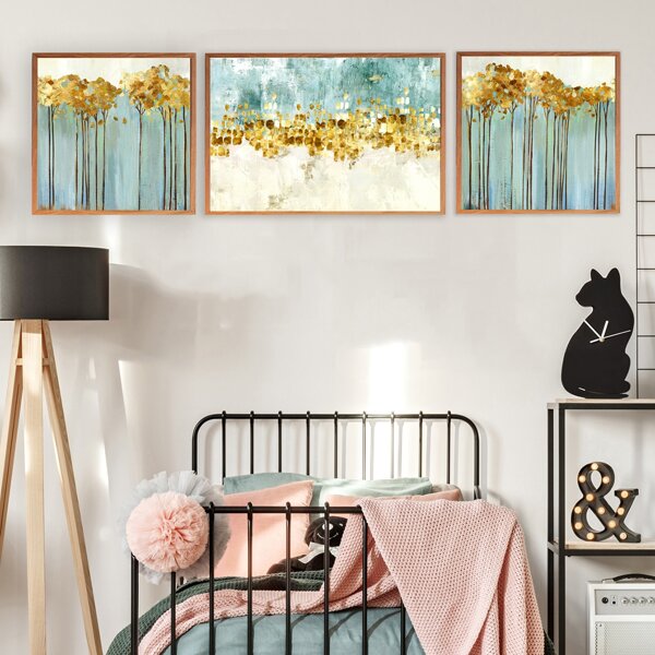 

3pcs Abstract Pattern Wall Painting Without Frame, Multicolor