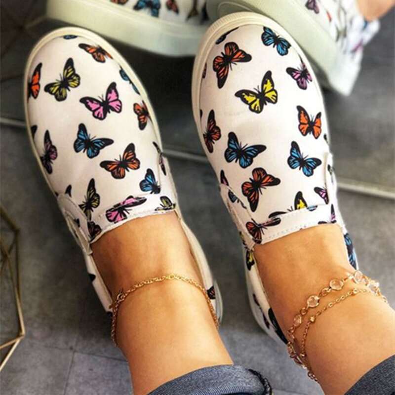 

Butterfly Slip On Canvas Sneakers, White