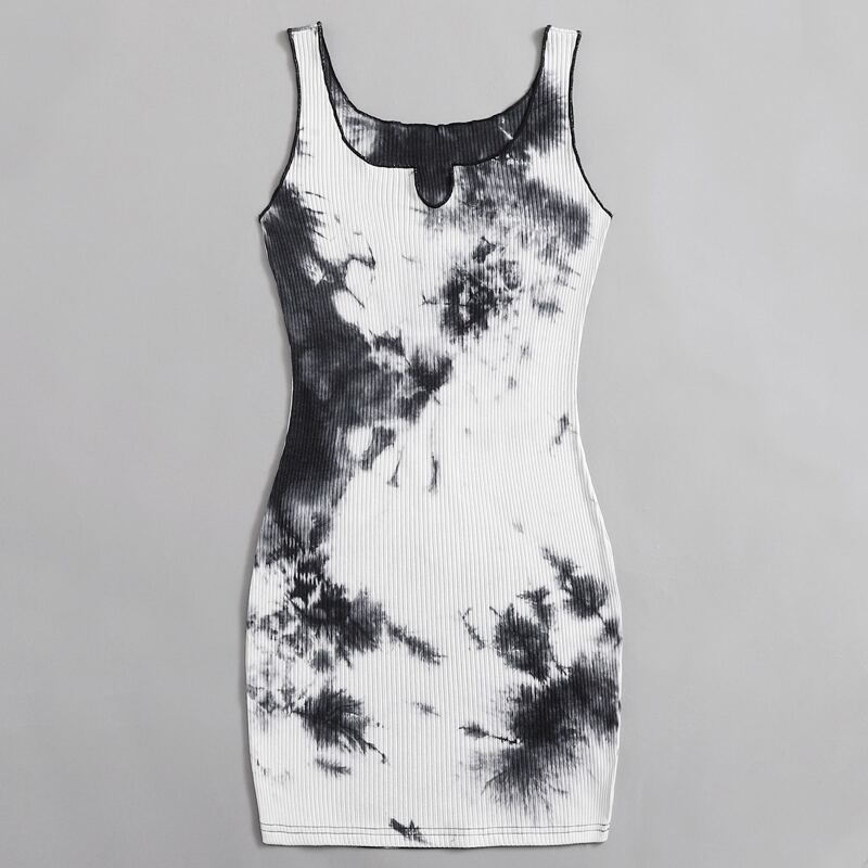 

Tie Dye Tank Dress, Black and white