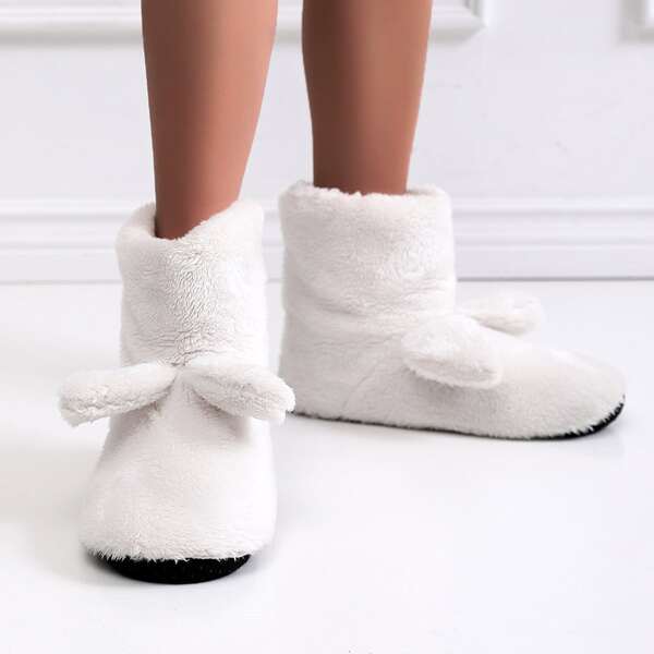 

Ear Decor Faux Fur Slipper Boots, White