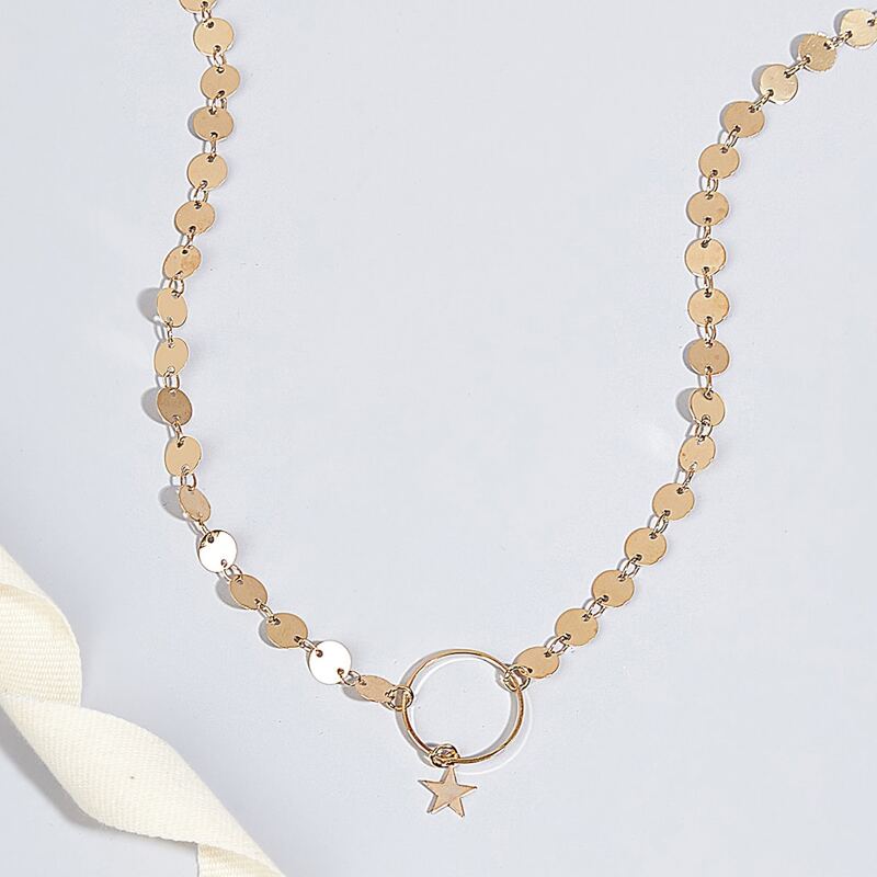 

Ring Charm Disc Choker, Gold