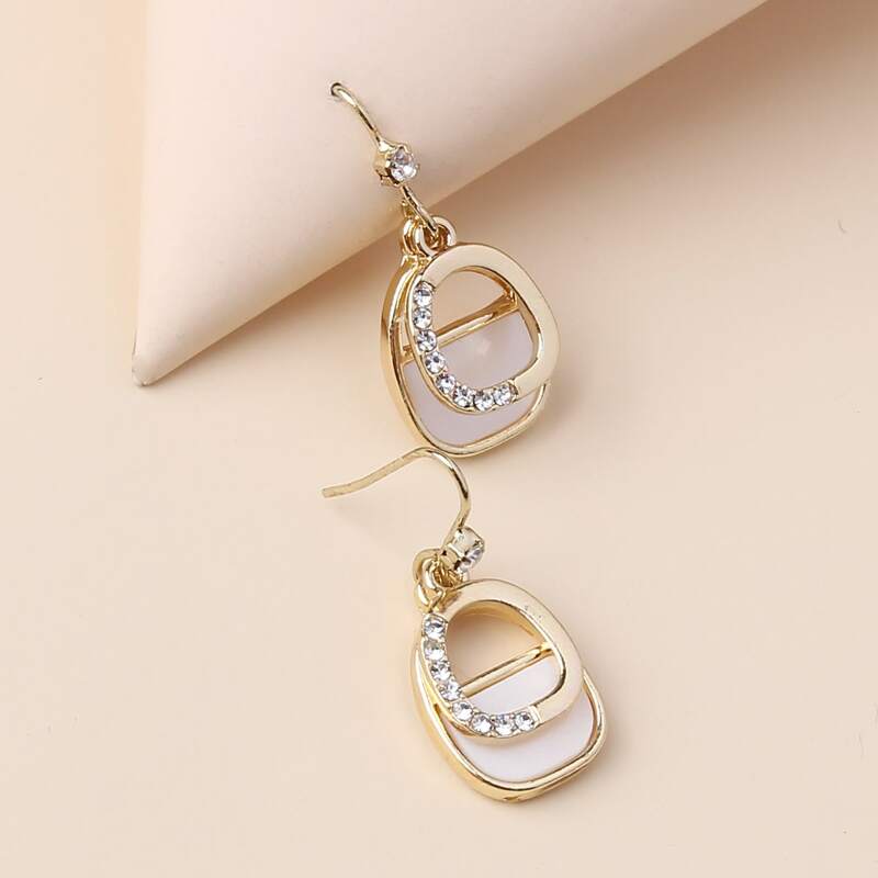 

Rhinestone Geo Drop Earrings, Gold