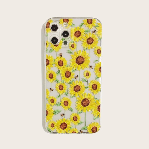 

Sunflower Print Clear iPhone Case, Yellow