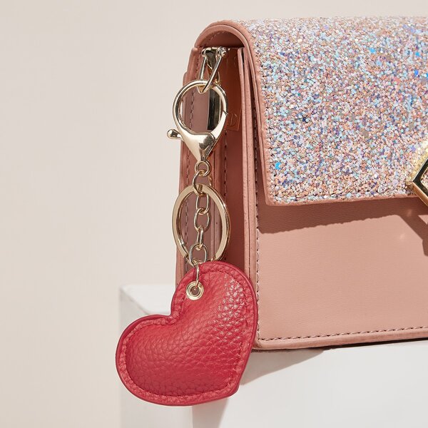 

Heart Shaped Bag Charm, Red