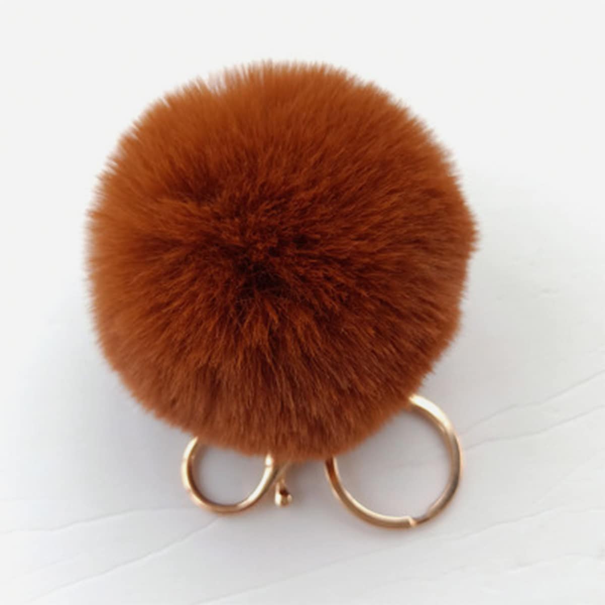 

1pc Pom Pom Keychain, Mocha brown