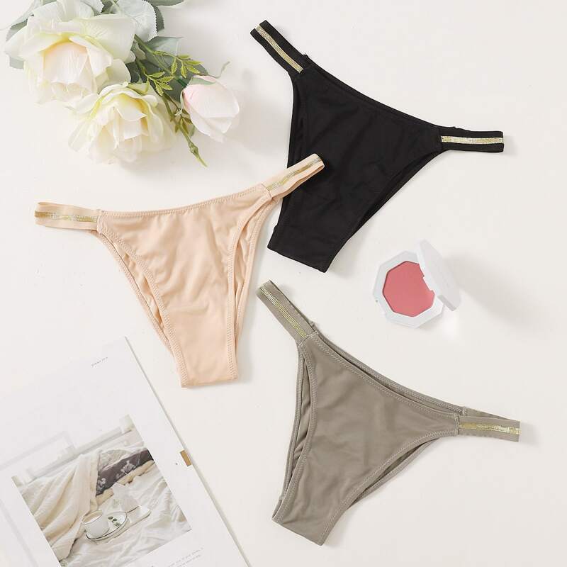 

3pack Solid Thong Panty Set, Multicolor