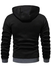 Manfinity Capucha con cordón panel en contraste - Negro - Ver 2
