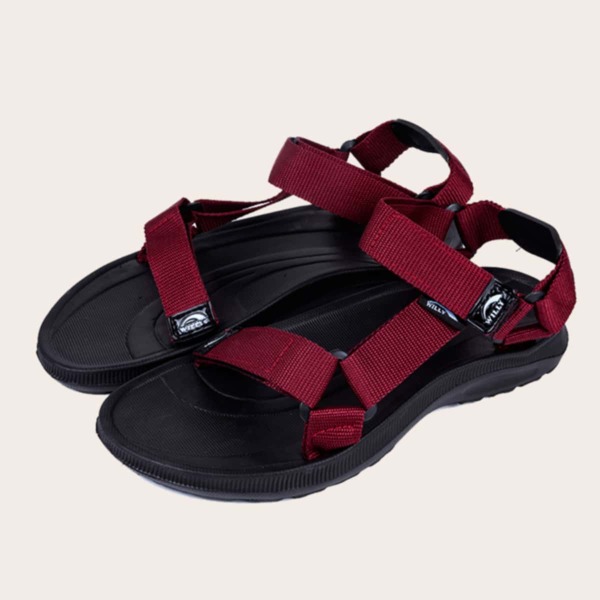

Open Toe Two Velcro Strap Sandals, Burgundy
