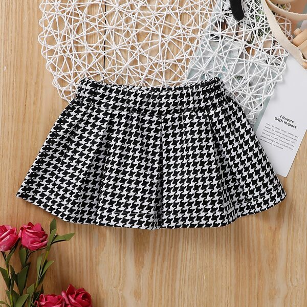

Toddler Girls Houndstooth Elastic Waist Skirt, Black and white
