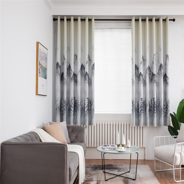 

Mountain Print Single Panel Blackout Curtain, Multicolor