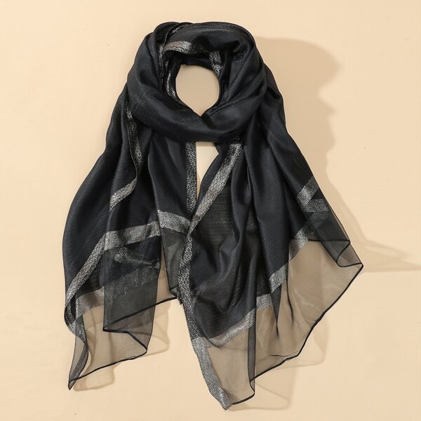

Contrast Trim Scarf, Black