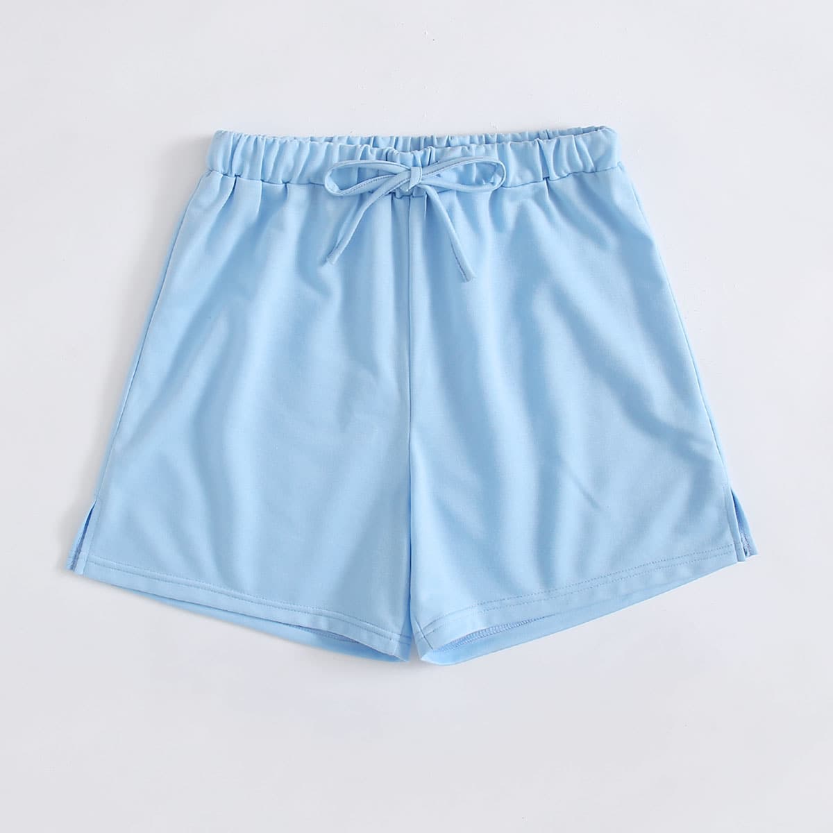 

Solid Drawstring Shorts, Baby blue
