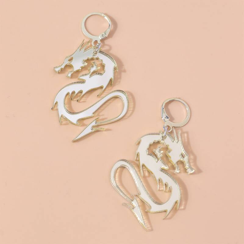 

Chinese Dragon Drop Earrings, Gold