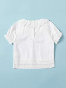 SHEIN Blusas para niña pequeña Botón Liso Dulce - Blanco - Ver 2