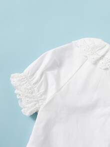 SHEIN Blusas para niña pequeña Botón Liso Dulce - Blanco - Ver 3