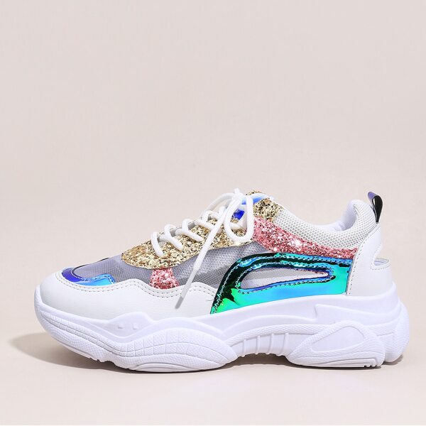 

Lace-up Front Mesh Panel Sneakers, Multicolor