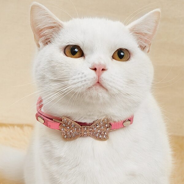 

Rhinestone Bow Decor Pet Collar, Pink