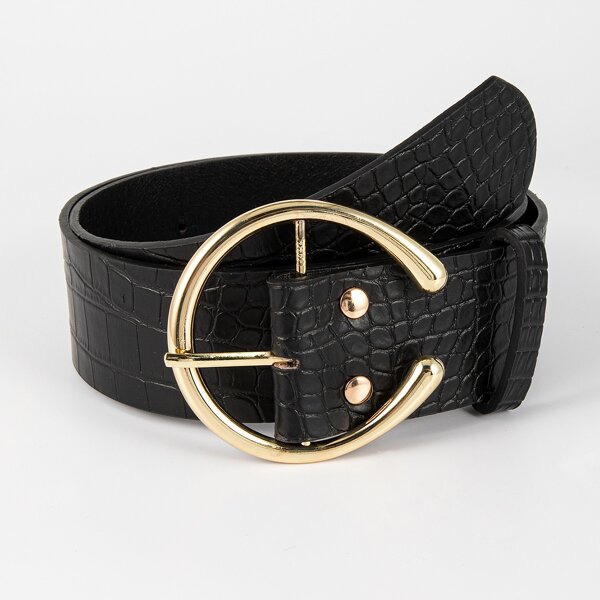 

Croc Embossed Belt, Black
