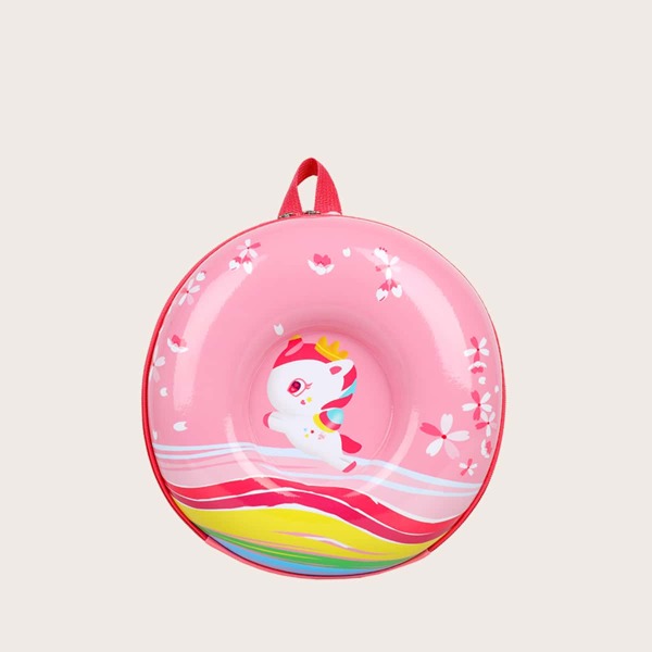 

Girls Cartoon Unicorn Print Circle Backpack, Pink