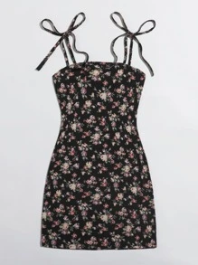 Soleia Knot Strap Floral Print Dress - Multicolor - View 3