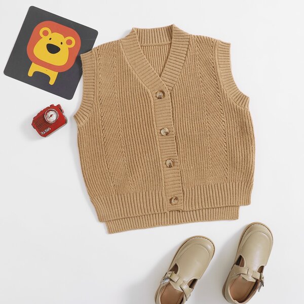 

Toddler Boys Button Front High Low Cardigan Vest, Khaki