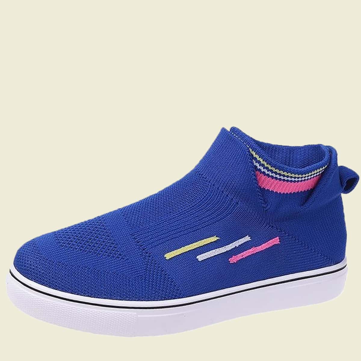 

Striped High Top Slip On Knit Sneakers, Blue