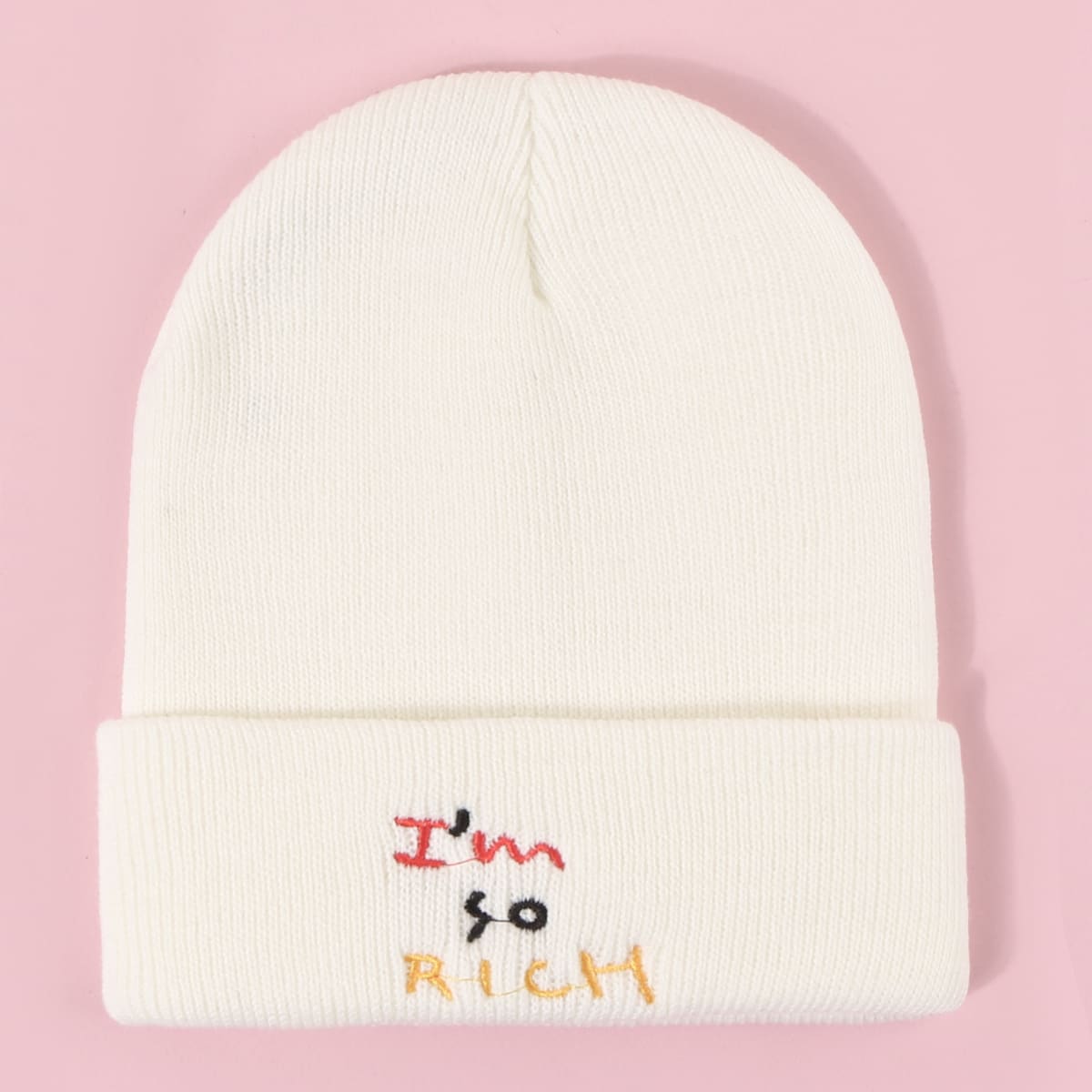 

Slogan Graphic Knit Beanie, White