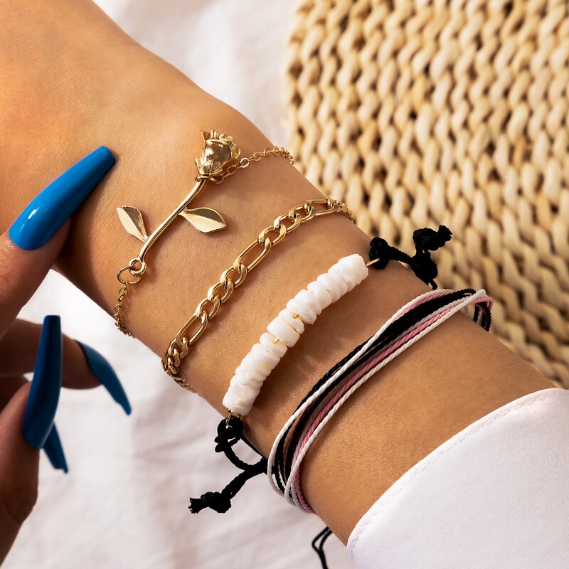

4pcs Chain Bracelet, Multicolor