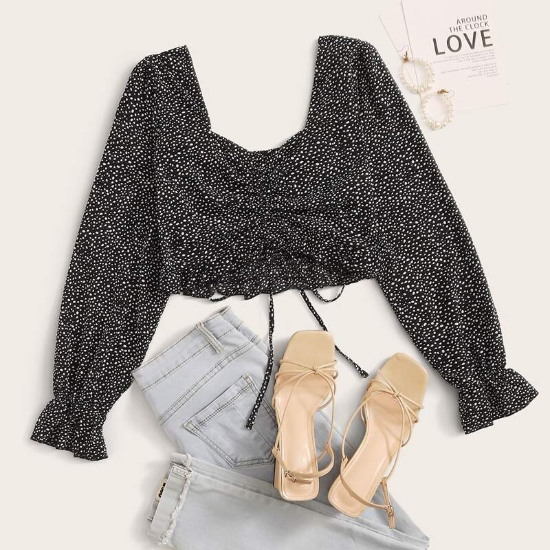 

Dalmatian Ruched Blouse, Black