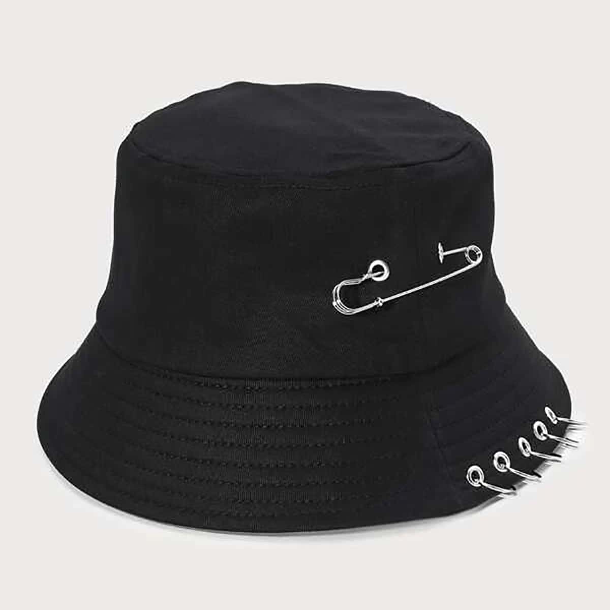 

Guys Ring & Safety Pin Bucket Hat, Black
