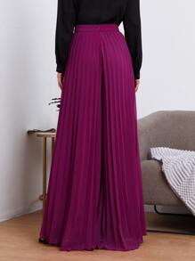SHEIN Wide Leg Pleated Trousers - Purple - View 2
