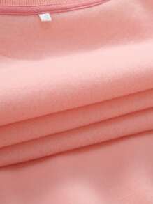 SHEIN EZwear Bộ thời trang Túi màu trơn Giải trí - Màu Hồng baby - Xem 7