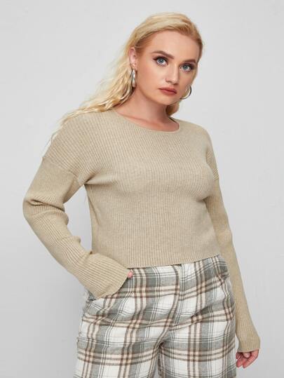 سويترات مقاس كبير محبوك الصاف كاجوال