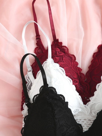 3sets Bloemen Kanten BH Slipje Lingerie Set view 5