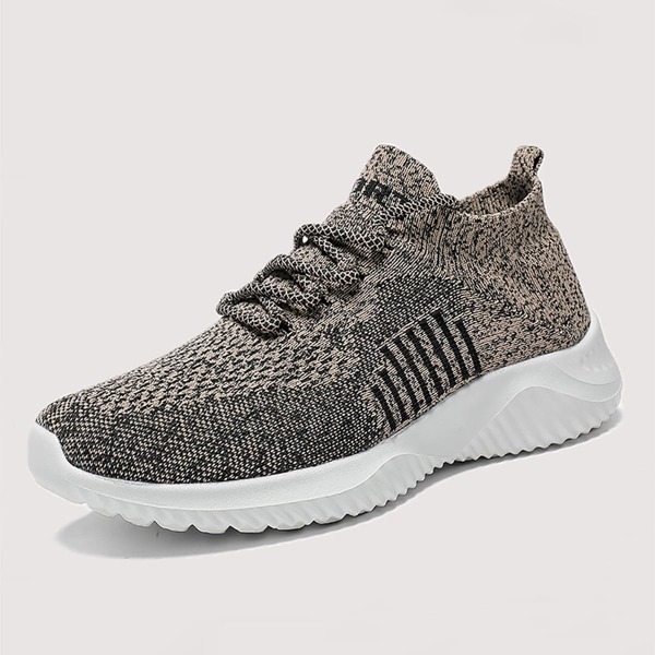

Men Lace Up Decor Knit Sneakers, Khaki
