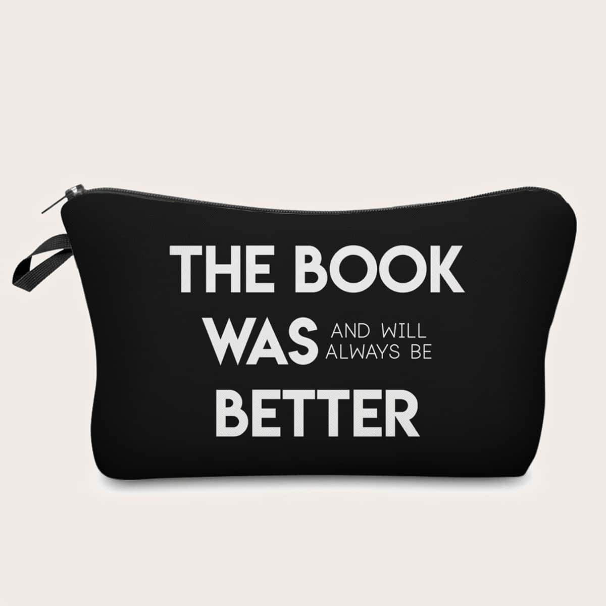 

Letter Graphic Makeup Bag, Black and white